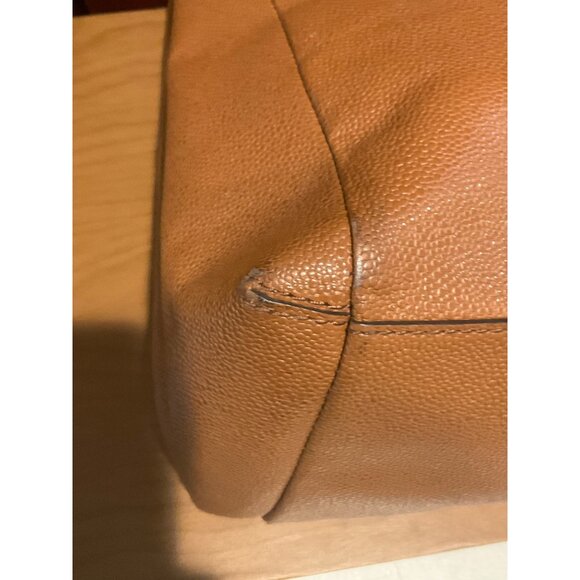 Henri Bendel Carlyle Satchel Pebbled Leather Carmel Handles & Crossbody Strap - Picture 11 of 14